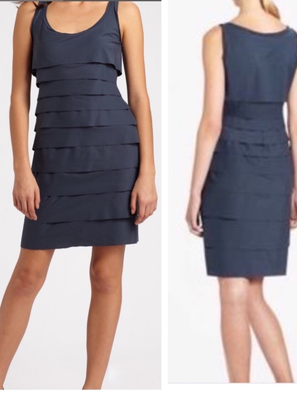 BCBGMaxAzria Navy Tiered Sleeveless Mini Dress